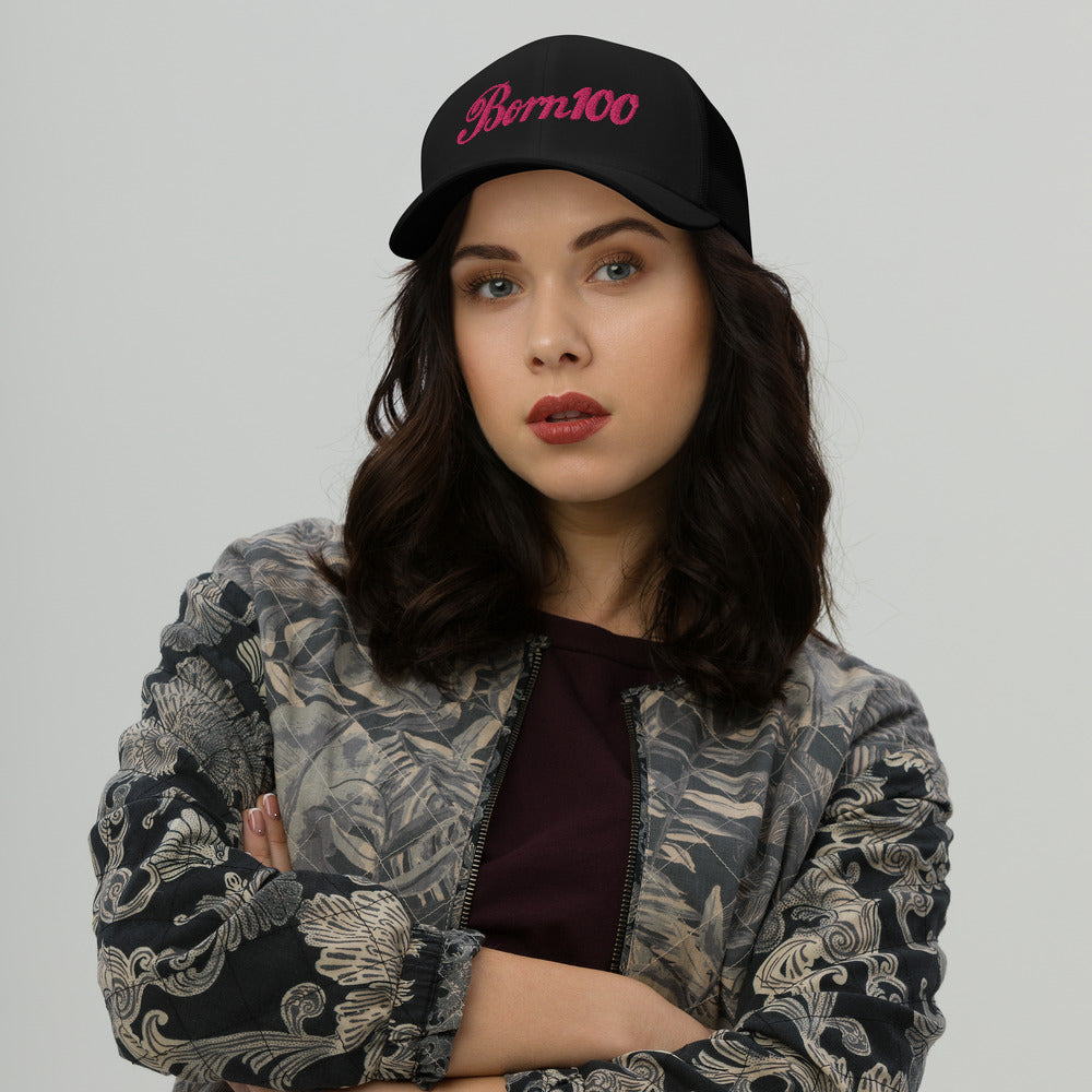Born 100 Trucker Cap (pink)